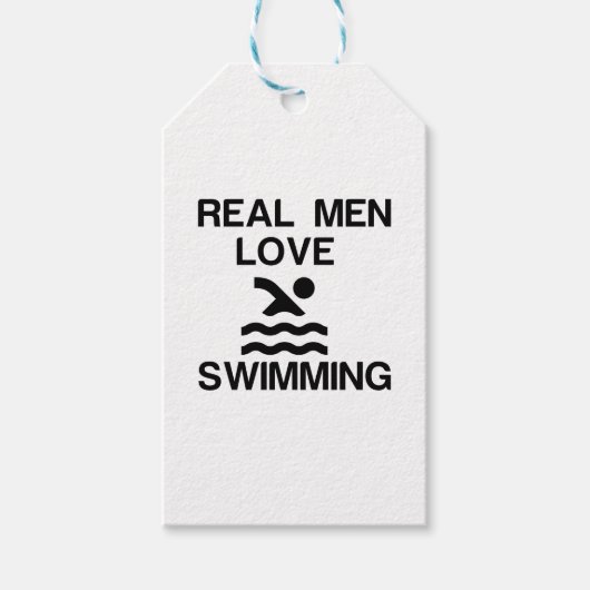 ECHTE MANNEN Houden VAN ZWEMMEN Cadeaulabel (Voorkant)