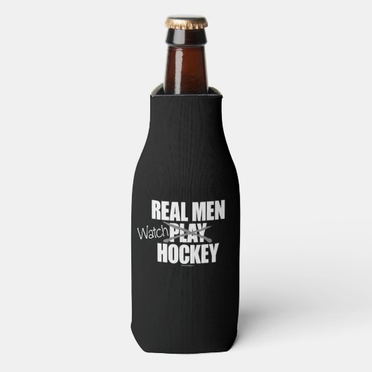 Echte mannen kijken naar hockey flesjeskoeler (Fles Voorkant)