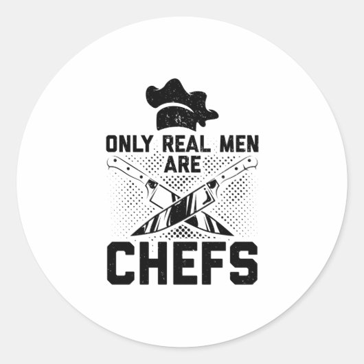 Echte Mannen koken | Cook Hobby Chef Food Gift Ide Ronde Sticker (Voorkant)