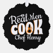 Echte Mannen Koken Zwart Ornament Kaart (Achterkant)