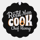 Echte Mannen Koken Zwart Ornament Kaart (Voorkant)