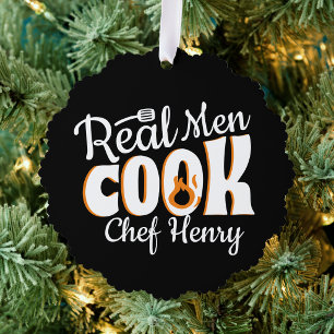 Echte Mannen Koken Zwart Ornament Kaart