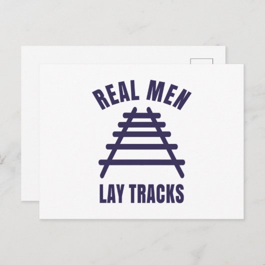 Echte mannen leggen rails vast briefkaart (Voorkant / Achterkant)