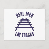 Echte mannen leggen rails vast briefkaart (Voorkant)