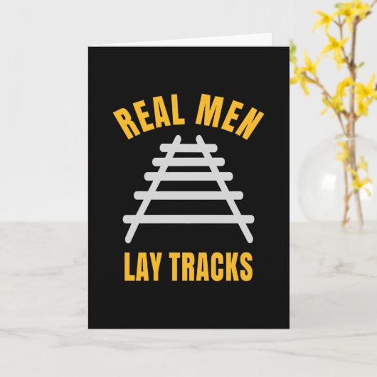 Echte mannen leggen rails vast kaart (Gele Bloem)