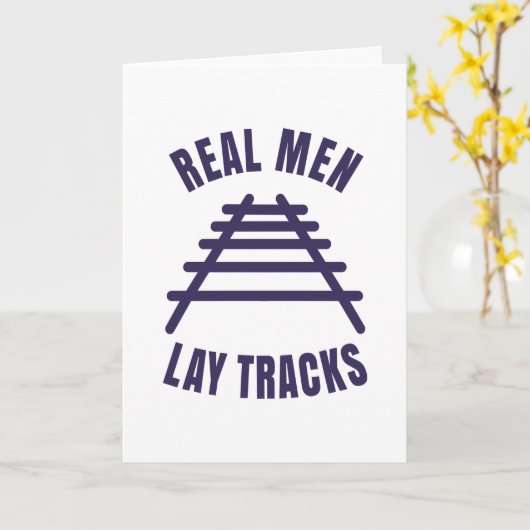 Echte mannen leggen rails vast kaart (Gele Bloem)