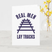 Echte mannen leggen rails vast kaart (Gele Bloem)