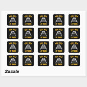 Echte mannen leggen rails vast vierkante sticker (Vel)