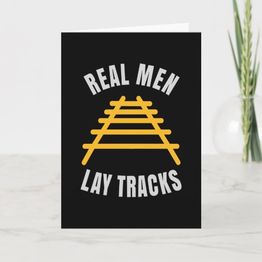 Echte mannen leggen spoorrails kaart (Voorkant)