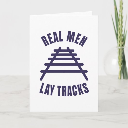 Echte mannen leggen spoorrails kaart (Voorkant)