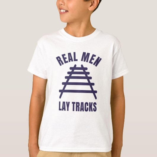 Echte mannen leggen spoorrails t-shirt (Voorkant)
