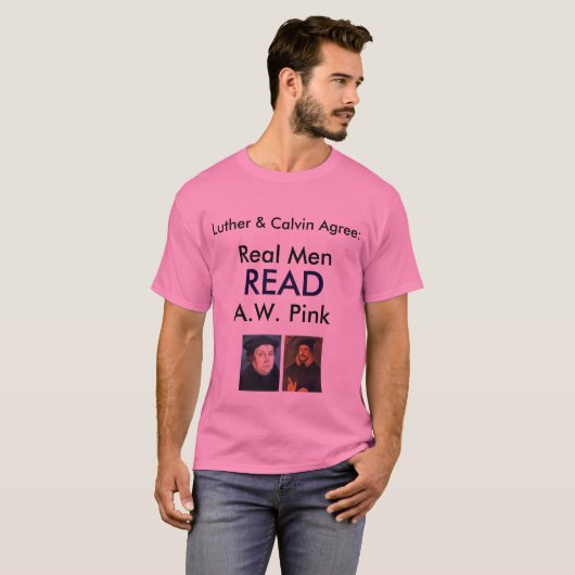 Echte Mannen LEZEN A.W. Roze T-shirt (Voorkant volledig)