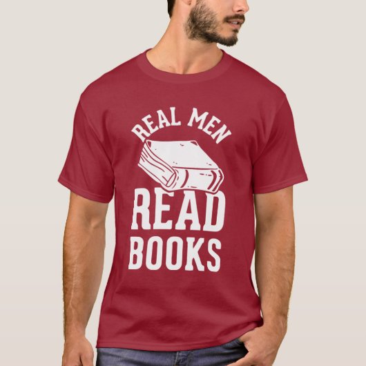 Echte Mannen lezen Boeken T-shirt (Voorkant)