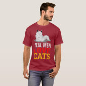 Echte Mannen Liefde Cats Design T-shirt (Voorkant volledig)