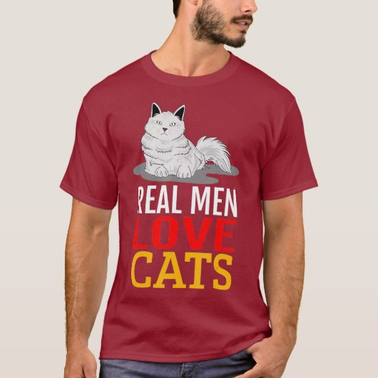Echte Mannen Liefde Cats Design T-shirt (Voorkant)