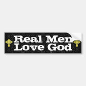 Echte Mannen Liefde God Christelijk Bumpersticker (Voorkant)