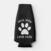 Echte Mannen Liefde Katten Aangepaste tekst Aangep Flesjeskoeler (Voorkant)