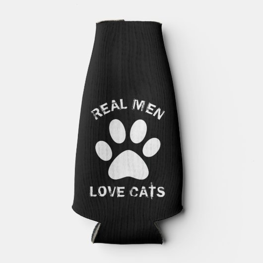 Echte Mannen Liefde Katten Aangepaste tekst Aangep Flesjeskoeler (Voorkant)