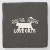 Echte Mannen Liefde Katten Deze is wit Stenen Onderzetter (Voorkant)