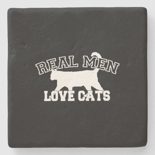 Echte Mannen Liefde Katten Deze is wit Stenen Onderzetter (Voorkant)