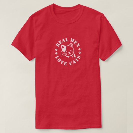 Echte mannen Liefde katten grappig design T-shirt (Design voorkant)