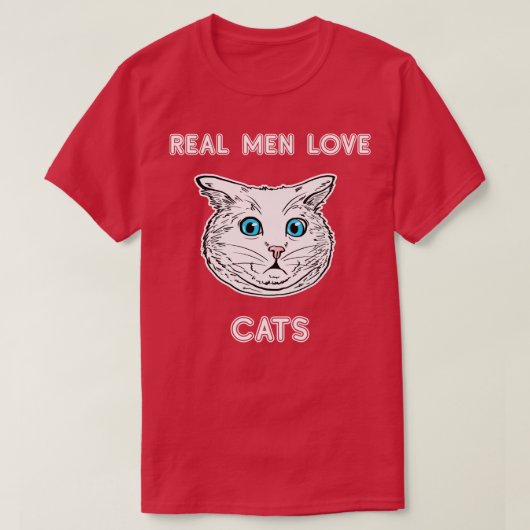 Echte Mannen Liefde Katten Kat Liefhebber T-shirt  (Design voorkant)