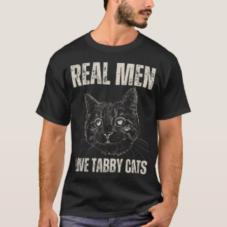 Echte Mannen Liefde Tabby Cats Papa Funny  T-shirt