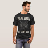 Echte Mannen Liefde Tabby Cats Papa Funny T-shirt (Voorkant volledig)
