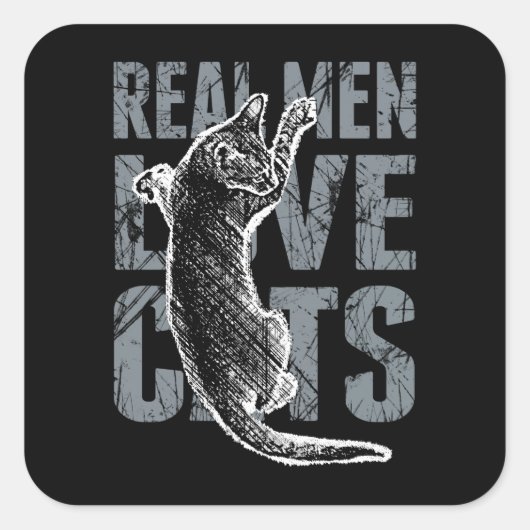 Echte Mannen liefdeskatten in een drukke stijl Vierkante Sticker (Voorkant)