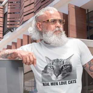 Echte Mannen liefdeskatten, Mannen T-shirts met ka