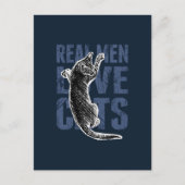 Echte Mannen liefdeskatten op blauw staal Briefkaart (Voorkant)