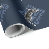 Echte Mannen liefdeskatten op blauw staal Cadeaupapier (Rol Hoek)