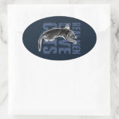 Echte Mannen liefdeskatten op blauw staal Ovale Sticker (Tas)