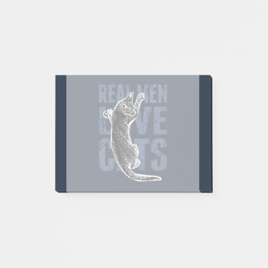 Echte Mannen liefdeskatten op blauw staal Post-it® Notes (Voorkant)