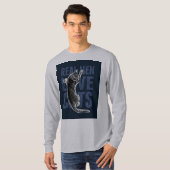 Echte Mannen liefdeskatten op blauw staal T-shirt (Voorkant volledig)