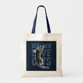 Echte Mannen liefdeskatten op blauw staal Tote Bag (Voorkant)