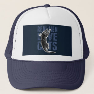 Echte Mannen liefdeskatten op blauw staal Trucker Pet