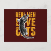 Echte Mannen liefdeskatten op groen rood Briefkaart (Voorkant)