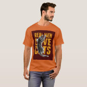 Echte Mannen liefdeskatten op groen rood T-shirt (Voorkant volledig)