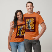 Echte Mannen liefdeskatten op groen rood T-shirt (Unisex)
