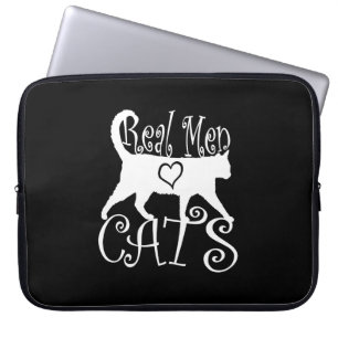 Echte Mannen liefdeskatten op zwart Laptop Sleeve