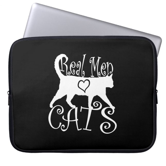 Echte Mannen liefdeskatten op zwart Laptop Sleeve (Voorkant)