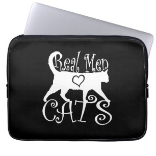 Echte Mannen liefdeskatten op zwart Laptop Sleeve