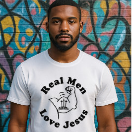 Echte Mannen Liefhebben Jezus - Sterke Arm- Kruis T-shirt