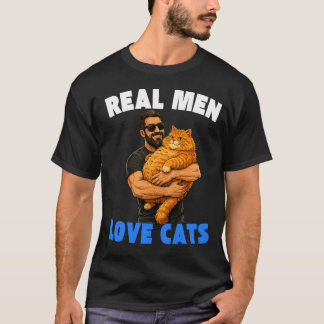 Echte Mannen Liefhebben Katten Fun Cat Dad Cadeau T-shirt