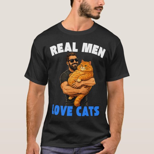 Echte Mannen Liefhebben Katten Fun Cat Dad Cadeau  T-shirt (Voorkant)