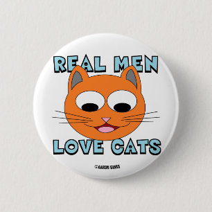 ECHTE MANNEN LIEFHEBBEN KATTEN Kop van een oranje Ronde Button 5,7 Cm