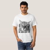 Echte Mannen Liefhebben Katten, Mensenkat T-shirts (Voorkant volledig)
