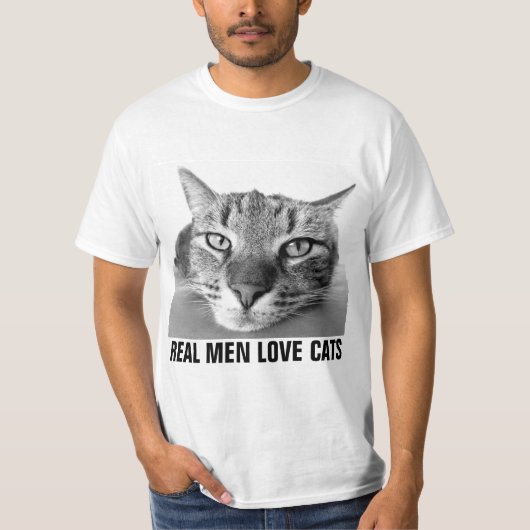 Echte Mannen Liefhebben Katten, Mensenkat T-shirts (Voorkant)