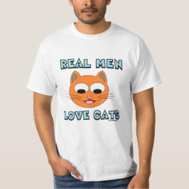 ECHTE MANNEN LIEFHEBBEN KATTEN Oranje Kat Kop T-shirt